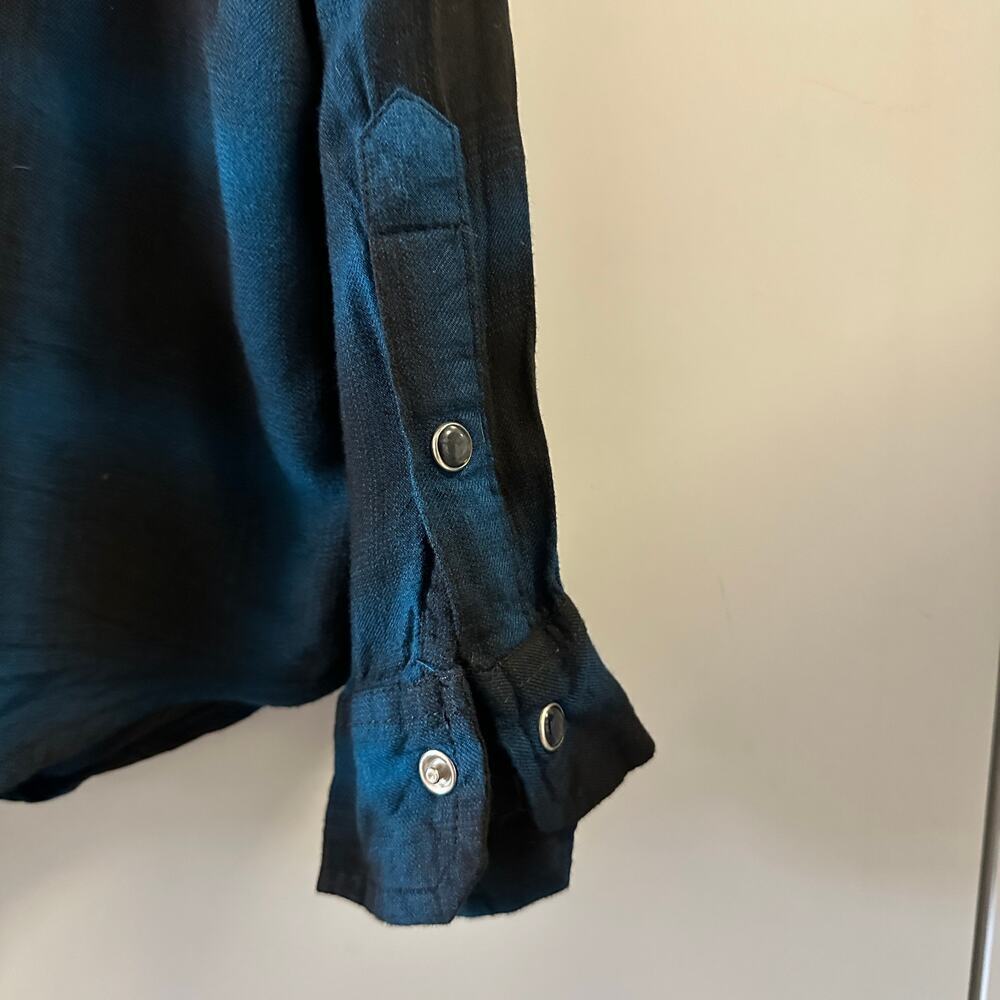 Men's YoungLA Blue Plaid  Pearl Snap,  Viscose, Lightweight  S01, New - Picture 6 of 6